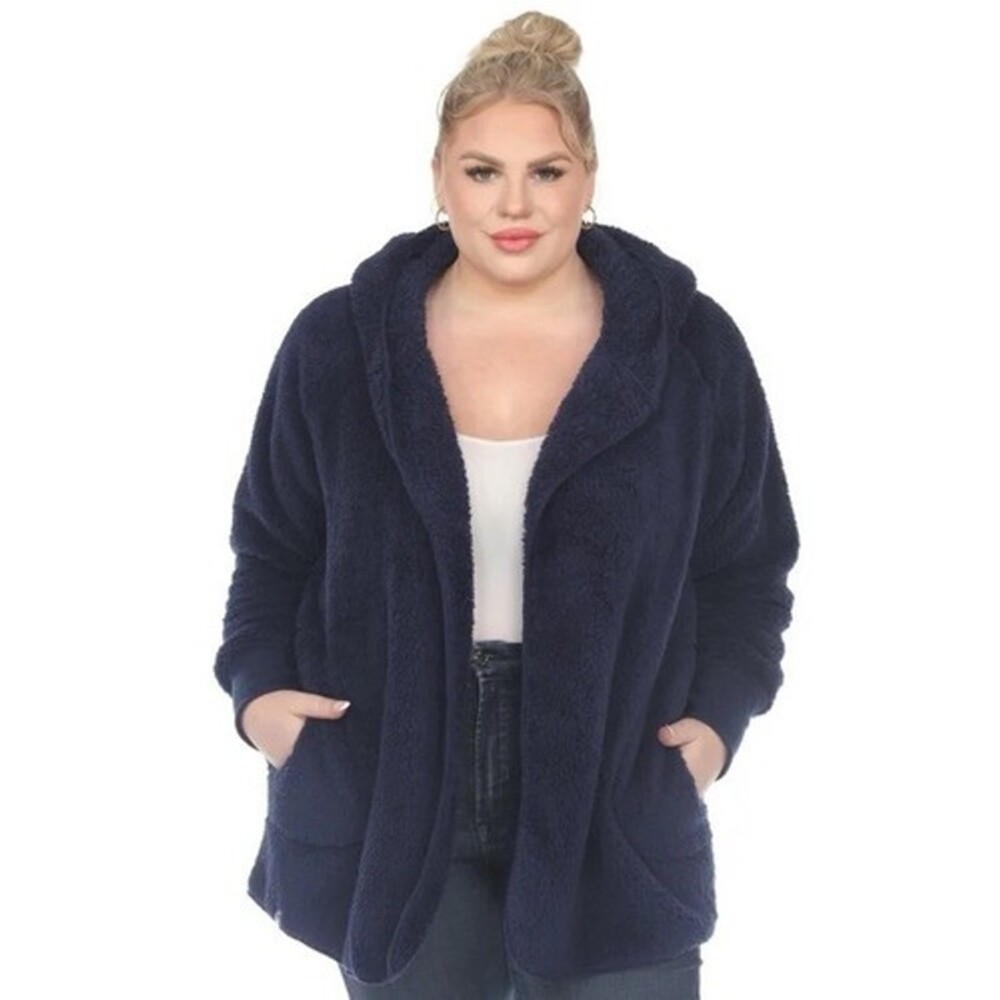 White Mark Womens Plush Long Sleeves Fleece Jacket Outerwear Plus Size 1X NWT